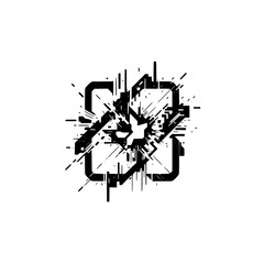 Obraz premium Tech Abstract Graphic Burst, Black and White, Modern Minimalist Design