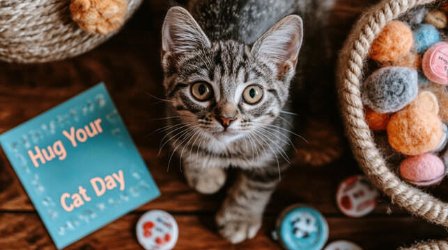 A hug your cat day is perfect time to show love and care for your adorable cat with warm hug and playful moments
