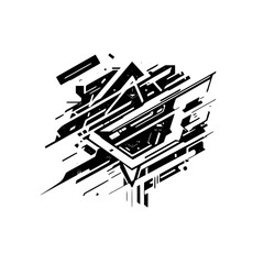 Abstract Geometric Tech Composition in Black and White