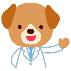 かわいいイヌのお医者さん　白衣を着たイヌ