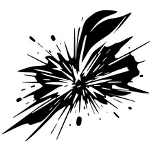 Fototapeta premium Abstract Black Splatter on White: Dynamic Burst, Ink Stroke Vector