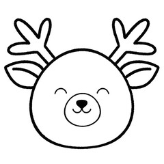 Obraz premium Deer Christmas element simple line drawing No AI 