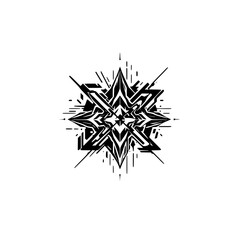 Geometric Black Starburst Design on White, Minimalist Abstract Art