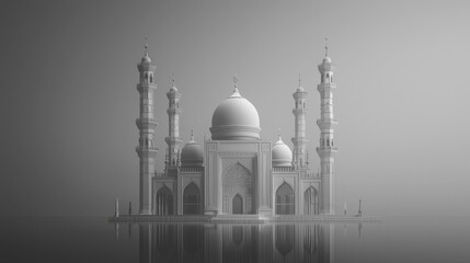 A monochrome rendition of a grand architectural masterpiece reflecting elegance.