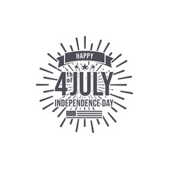Handwritten brush lettering of 4th of July on white background. Happy Independence Day.	