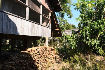 old brown wooden house in country, natural village