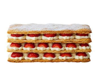 Strawberry Mille-Feuille — Flaky Pastry with Cream Layers and Powdered Sugar