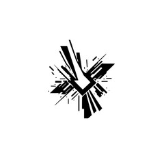 Geometric Explosion: Abstract Black & White Graphic Design
