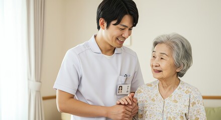 Obraz premium Caring Healthcare Professional Assisting Senior Woman