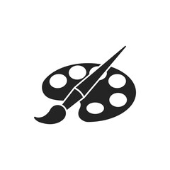 Paint brush icon in flat style. Palette vector illustration on white isolated background. Painter instrument business concept.