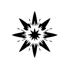Abstract Black Starburst on White Background, Minimalist Graphic Design