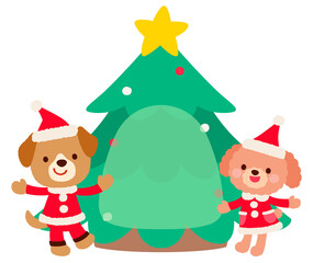 かわいいイヌのサンタクロース　クリスマス　メッセージカード