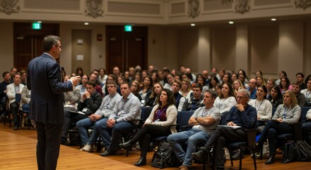 Speaker Presenting to Audience at Conference or Seminar