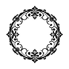 Elegant Black & White Floral Frame - Ornamental Design