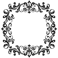Elegant Black & White Floral Frame: Vector Illustration