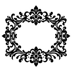 Elegant Black Floral Frame Vector, Vintage Style for Design Elements