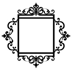 Ornamental Black & White Square Frame with Flourishes