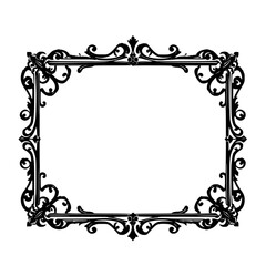 Ornate Black Frame on White Background - Elegant Decoration Element