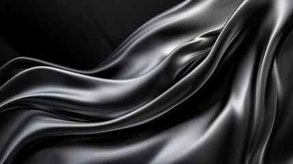 Obraz premium Close-up of smooth black fabric draping elegantly on a dark surface.