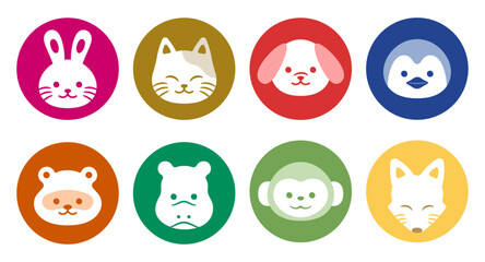 Initial settings animal icon 動物の初期設定アイコンセット(illustration simple シンプル 編集可能 ベクター 素材セット)