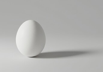 A single white egg casting a shadow isolated on gray background