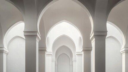 Elegant interior featuring stunning arches and smooth white walls, creating a serene space.
