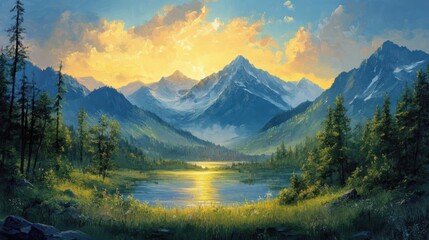 Fototapeta premium 朝焼けの山脈