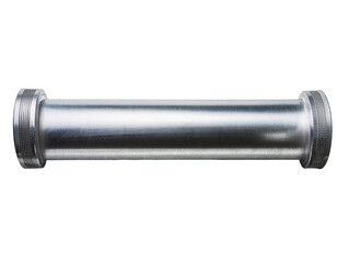 Silver Metal Pipe for Industrial Use, Durable Construction, Ideal for Plumbing and Mechanical Applications on transparent background