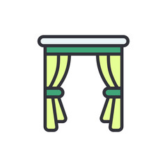 Curtain colored icons, minimalist vector illustration ,simple transparent graphic element .Isolated on white background