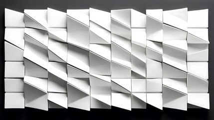 Intricate interplay of white geometric shapes creating a modern architectural pattern
