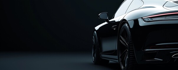 Sleek black sports car in low light, highlighting its elegant design and modern features.