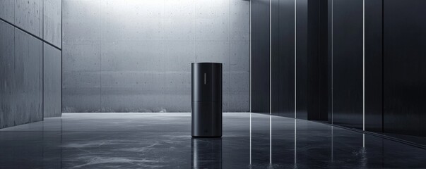 Sleek modern design of a refrigerator in an industrial-style backdrop.