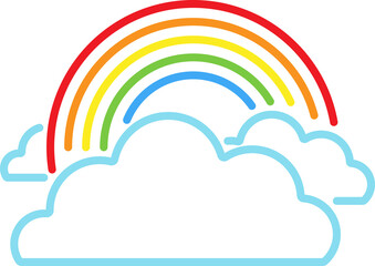 Minimal Weather Icons Set – Rainbow Over Clouds Illustration