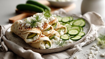 Creamy cheese & cucumber pancakes