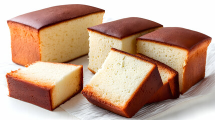 Steamed Sponge Cake Isolated On White