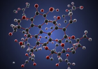 Molecular structure on a dark background