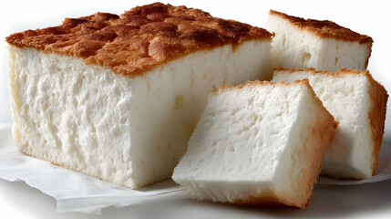 Steamed Sponge Cake Isolated On White