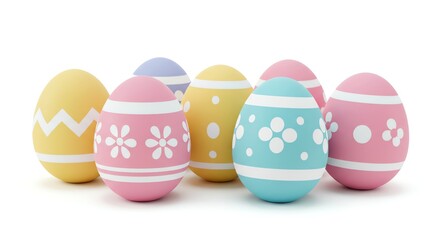 Decorated Easter Eggs Pastel Colors Cute Festive Arrangement