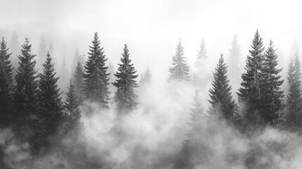 Misty forest scene