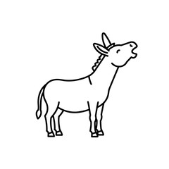 Fototapeta premium Donkey braying line icon in black and white