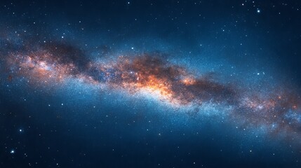 Fototapeta premium Majestic cosmic nebula with brilliant stars and galaxy dust sky dark blue deep space night light