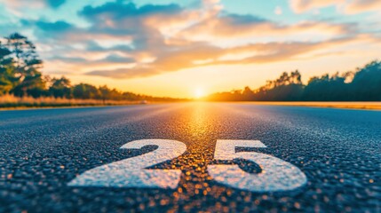 Road to 25 at sunset