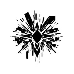 Obraz premium Abstract Burst: Geometric Black Diamond Design on White