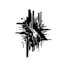 Abstract Geometric Black and White Data Burst, Cyberpunk Aesthetic