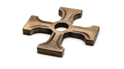 Obraz premium Cross with a circular cut-out in the center on white background.