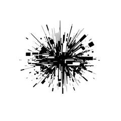 Obraz premium Exploding Geometric Burst: Abstract Black & White Design