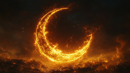fiery explosion on black background