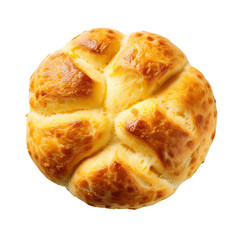 Freshly Baked Golden Brioche Roll with Flaky Texture and Soft Interior in a Minimalist Setting on transparent background