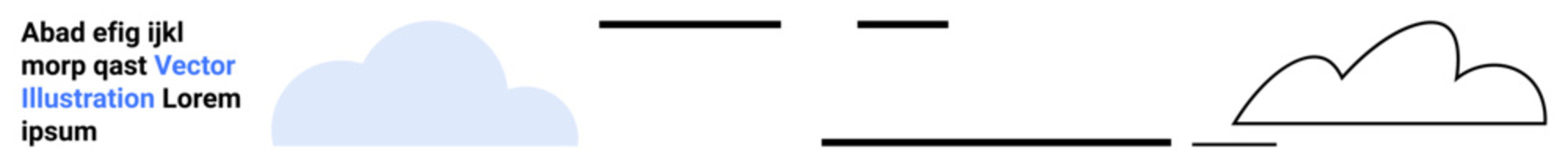 Stylized cloud shapes, placeholder text, and geometric lines. Ideal for technology, data storage, weather, creativity, minimalism, design inspiration simple landing page