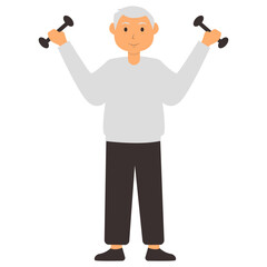 Senior Retirement Activities Illustration. Isolated on White Background. Vector Cartoon Character.